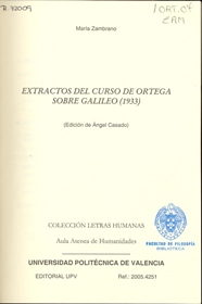 Zambrano, Mara. Extractos del curso de Ortega sobre Galileo